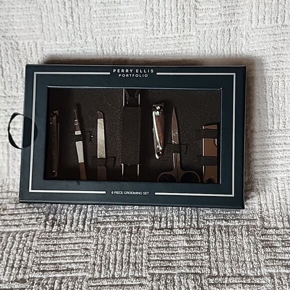 Perry Ellis Portfolio 6 Piece Grooming Set Green Case Gift Boxed New - Picture 4 of 9